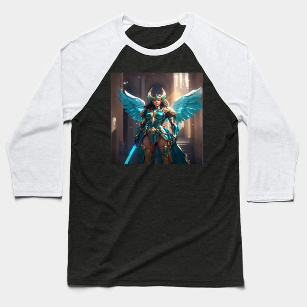 Warrior Of Avalon: Winged Guardian Of The Heavenly City Baseball T-Shirt by Diador